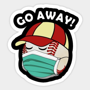 Go Away Virus 2020 Baseball Is Wearing Mask Face Sticker